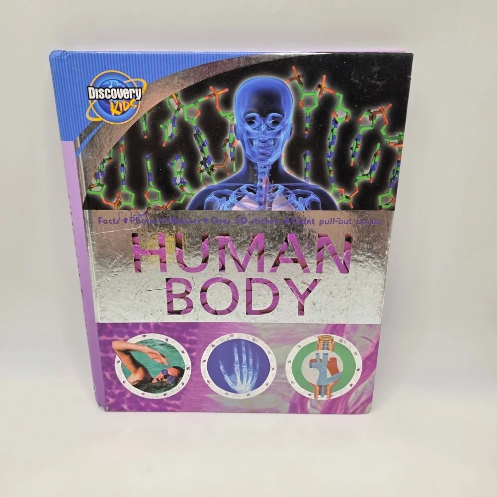 Discovery Kids Human Body Book Science Anatomy Stickers Poster Spiral Parragon